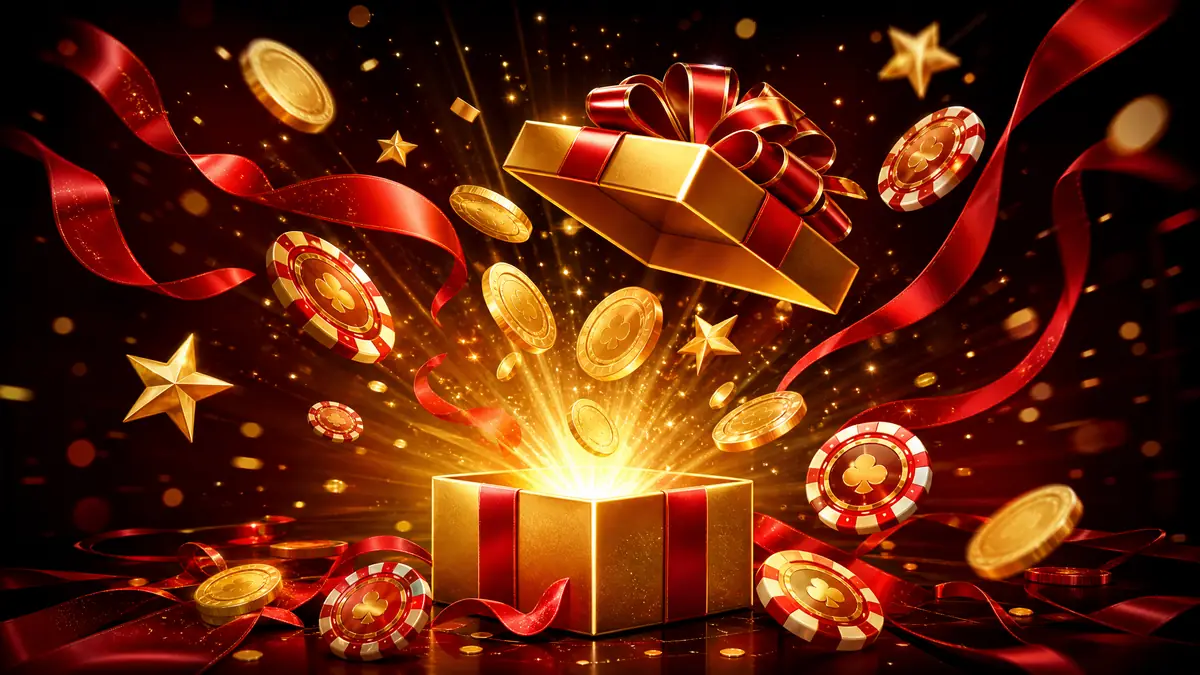 Ilustrasi kotak hadiah emas promosi Koko5000